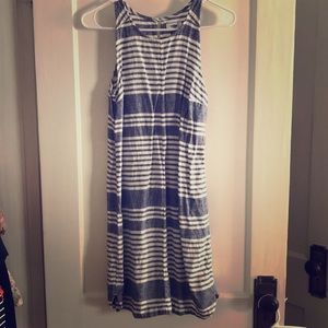 Blue and white striped dress